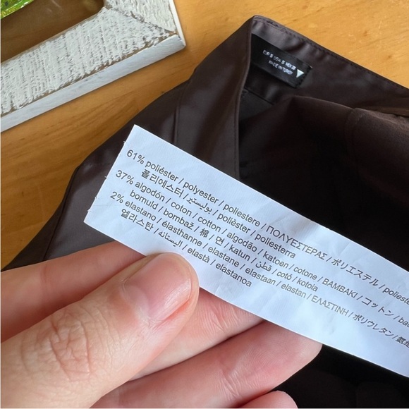 Zara Rich Chocolate Brown High-Rise Cargo Pants | Pockets | 6 | Satin - Picture 10 of 13